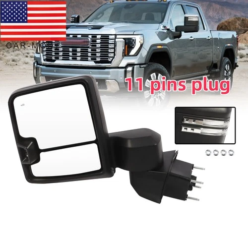 For 19-24 Chevy Silverado/Sierra 2500HD 3500HD Driver Left Side Tow Mirror Black