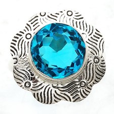 Natural 6CT Flawless Blue Topaz 925 Solid Sterling Silver Ring Sz 6 B7-7