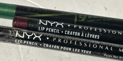 3x NYX Lip & Eye Pencil #830 CURRANT, GP361 Limelight, SPE919 Grey