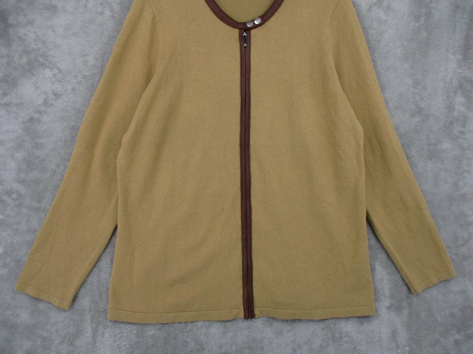 Ralph Lauren LRL Suéter Mujer 2XL Cuero Borde Seda Cachemira Cárdigan Preppy Foto 4 de 4