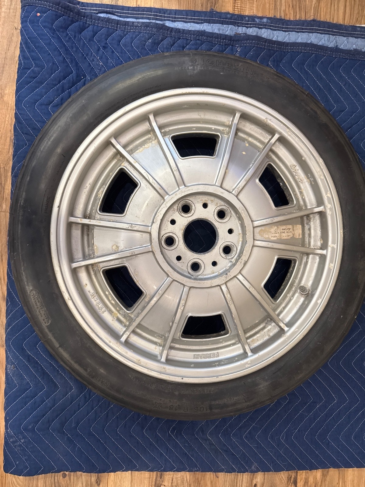 Genuine Ferrari part. Spare rim with tire. 3 1/4”  Bx18. Part # 105583. For Fera