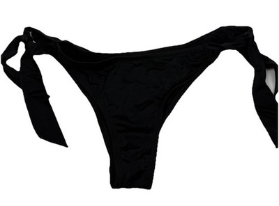 Yamamay Black Cheeky Side Tie Bikini Bottom Small UPF Ruched Back Minimalist