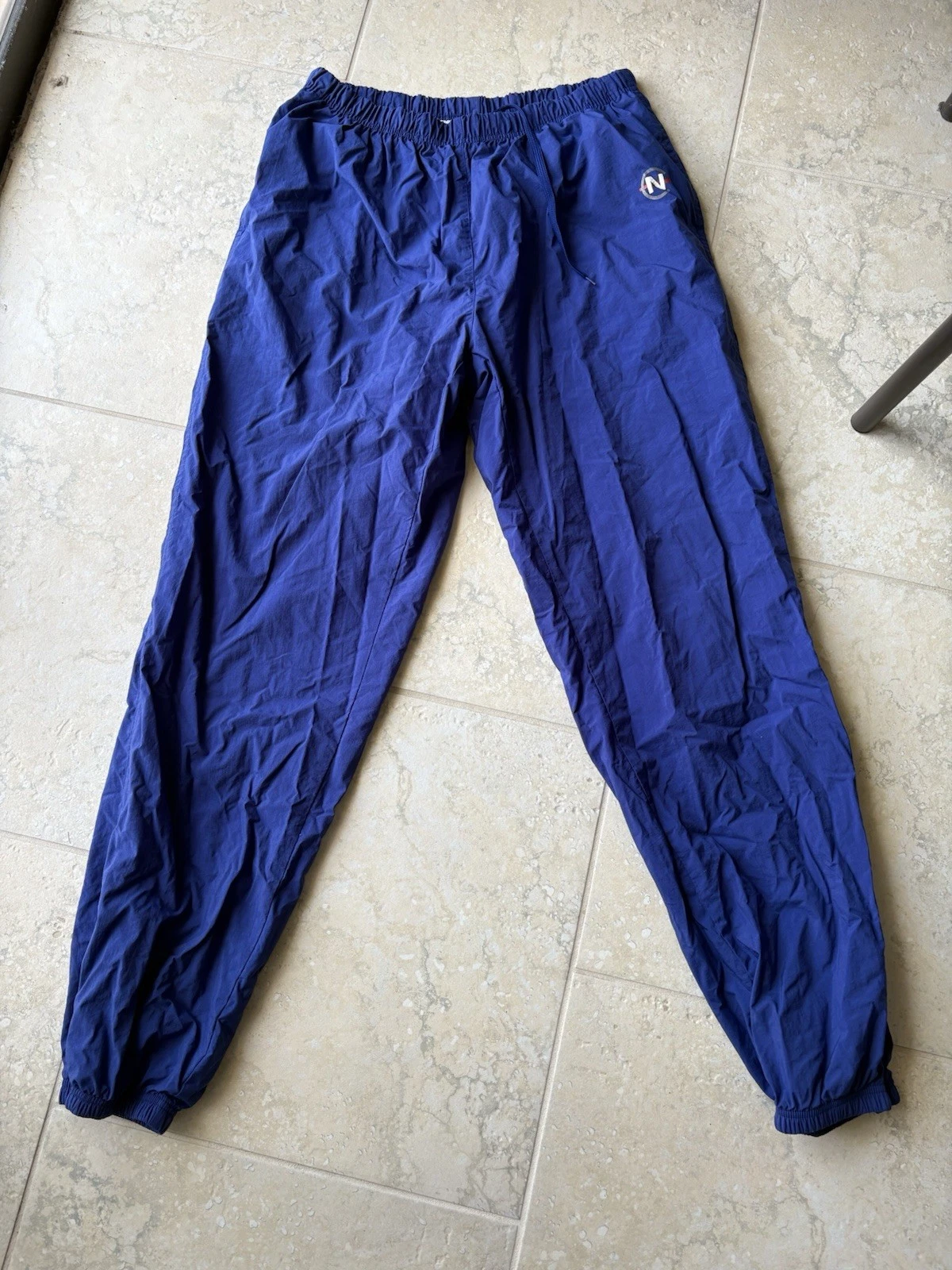 Nautica Competition Mens XL Pants Track Windbreaker Leg Zip Vintage Blue