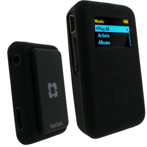 Silikon Skin Case für Sandisk Sansa Clip Plus + MP3 Player schwarz Abdeckung Halter - Bild 1 von 3