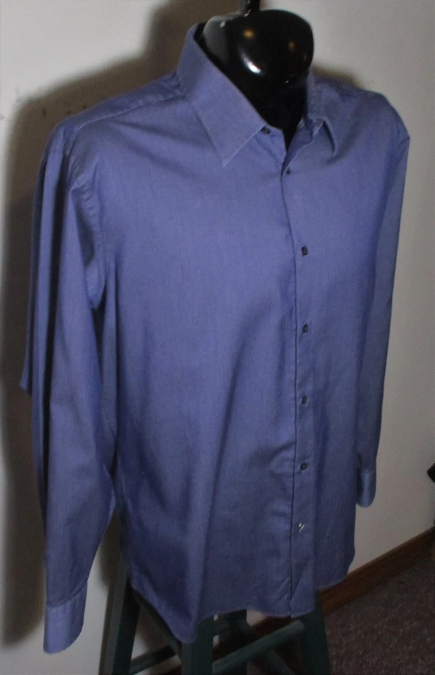 Camisa de Vestir Ben Sherman Azul Pesada Semi Denim Talla 17/34-35, XL Foto 3 de 4