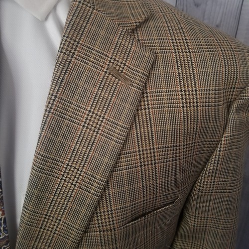 Hart Schaffner Marx Nordstrom Mens Blazer 48L (50L) Gold Plaid Sport Coat Jacket - Picture 7 of 22