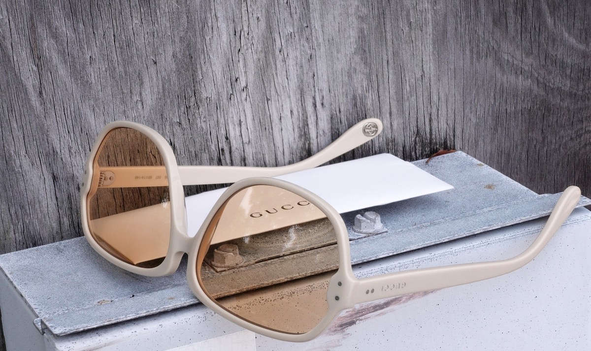 GUCCI GG0778S 007 Womens Oversized Sunglasses in Ivory Beige