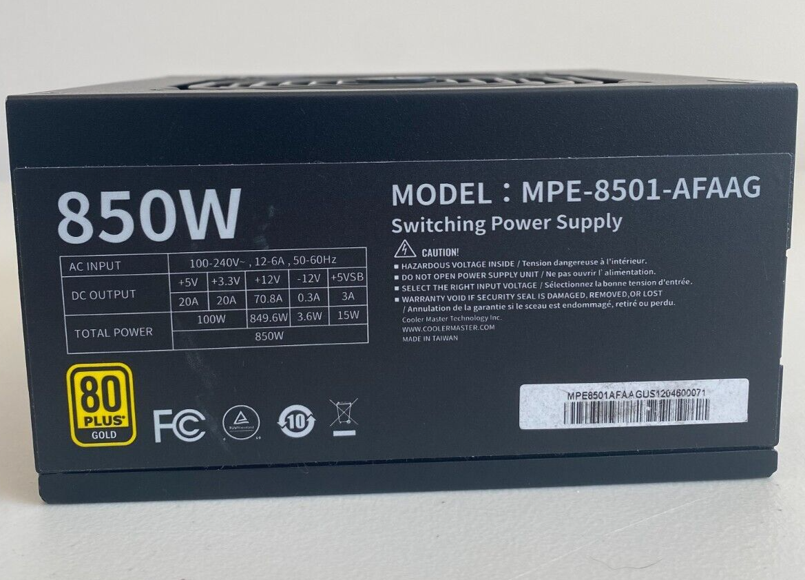 Cooler Master MWE Gold 850 V2 850W PSU Power Supply **MISSING ATX CABLE