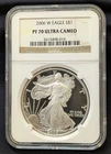 2006 W AMERICAN SILVER EAGLE NGC MS70 ULTRA CAMEO $1 ASE PROOF