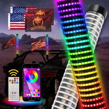 2x 2FT COB Thick LED Whip Spiral Chasing RGB Fat Whip Lights For Can Am Polaris