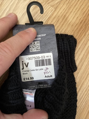 Firetrap New Womens Black One Size Adult Knitted Gloves RRP £14.99 - Picture 3 of 4