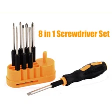 8 in 1 Screwdriver Tool Set Soft Grip Handle Slotted/Cross Head Tool NEW UK