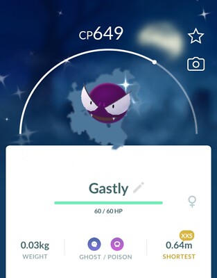 Shiny Gastly XXS Pokemon Go - T- 20k or 1M Stardust