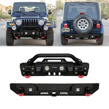 Vijay For 1997-2006 Jeep Wrangler Tj Steel Frontrear Bumper Wwinch Platelight