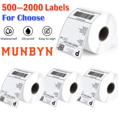 500-2000 4x6 Direct Thermal Shipping Labels Rolls for MUNBYN Zebra Rollo Printer