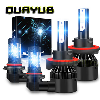 For 2004-2014 Ford F-150 8000K LED Headlight High/Lo + Fog Light Bulbs Combo 4X