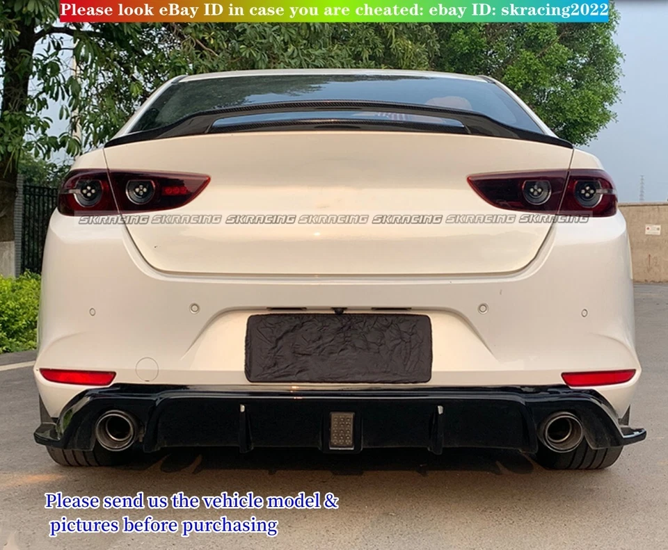 Kit de carrocería difusor labial parachoques trasero ABS negro brillante para Mazda 3 Axela 2019-2024 Foto 3 de 4