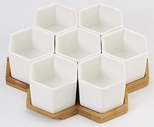 Planter Pots Indoor, 7 Pack 2.75 Inch Modern White Ceramic Small Hex Succulent C - Picture 6 of 6