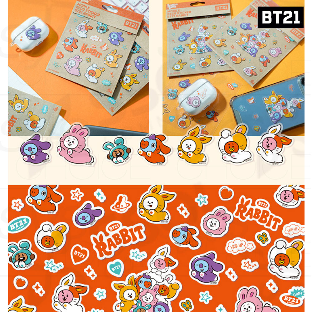 BTS BT21 Official Authentic Goods Rabbit Mobile Deco Sticker 4SET