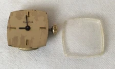  Women's Bulova Wristwatch Square Gold Tone Face and Crystal 17 Jewels For Parts