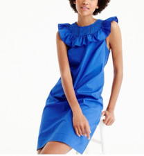 J Crew Dress Cobalt Blue 8 Rich Neckline Shift Cotton Career Church Casual