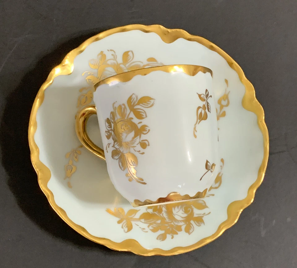 РЕДКИЙ старинный Baby синий и золотой STEINER STUDIO Demi чашка и блюдце BT BURLEY ГЕРМАНИИ - Изображение 4 из 4