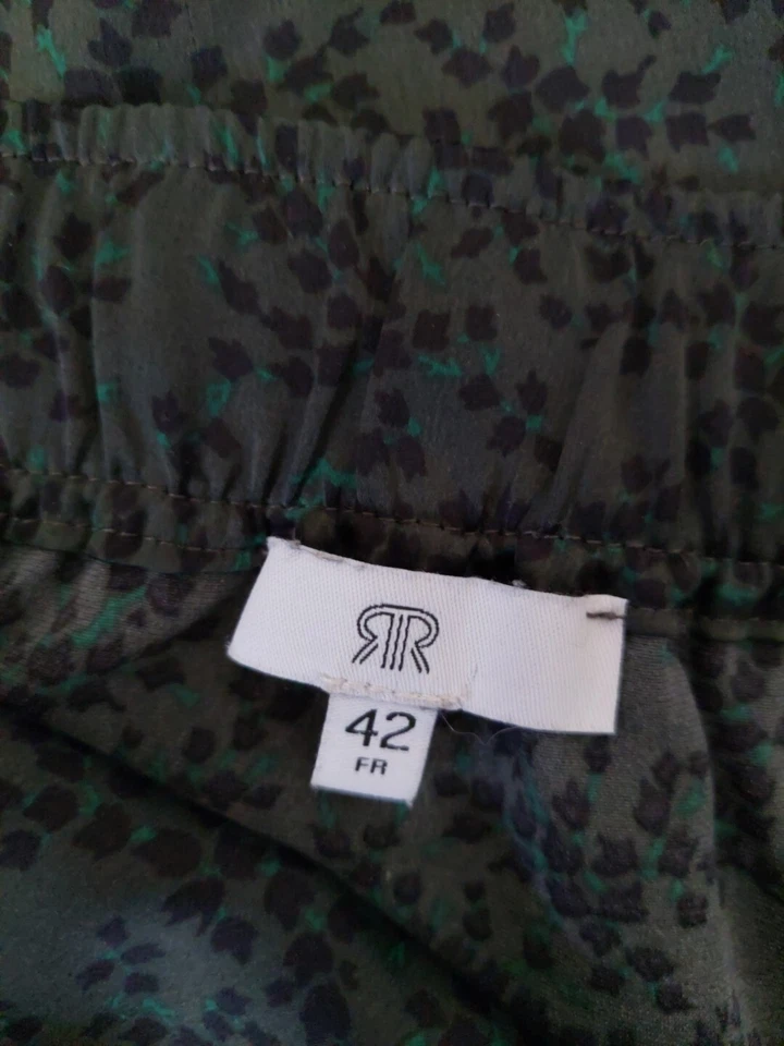 Falda Larga Satinada Verde Oscuro Estampada Línea A Talla 14 (16?) Foto 3 de 4