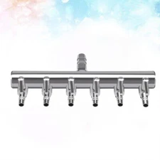 6 Heads Stainless Steel Air Valve Connector Straight Aquarium Tubing
