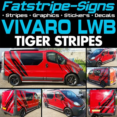 passend für Vauxhall (Opel) Vivaro LWB TIGERSTREIFEN GRAFIK AUFKLEBER CAMPER VAN WOHNMOBIL