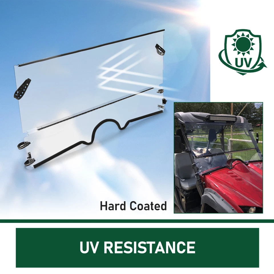 For Yamaha Rhino 450, 660, 700, 2004-2013 Clear Folding Windshield Full 0.177" - Image 4 of 4