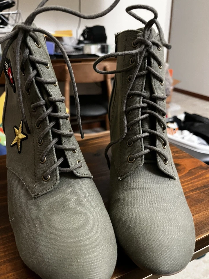 Mujer Fuerza Aérea/Azafata Denim Botines, Botines Hasta el Tobillo Talla 9 Tacón Foto 4 de 4