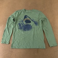 GAP Kids Size XXL Green 100 Organic Cotton Shark Graphic Long Sleeve T-Shirt