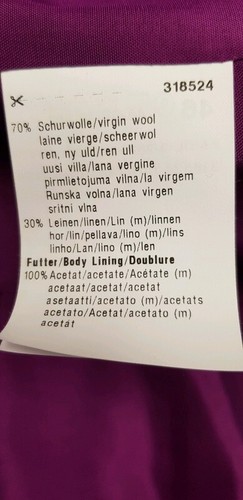 Blazer Basilea nuovo taglia 46 XXXL / 46 / 18, melanzana, mélange, lana vergine, lino - Foto 5 di 5