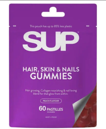SUP  Hair Skin & Nail Gummies Multivitamin Peach Flavour 60 Pastilles Exp 5/24 - Picture 1 of 15