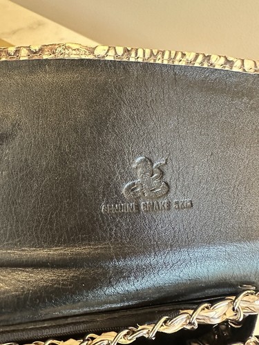 Rare Genuine Snake With Head Leather Clutch With Chain - Picture 7 of 9