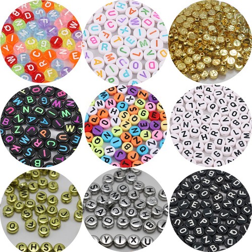 250 Assorted Acrylic Alphabet Letter Coin Beads 4X7mm Jewelry Craft Funny Beads - Picture 2 of 28