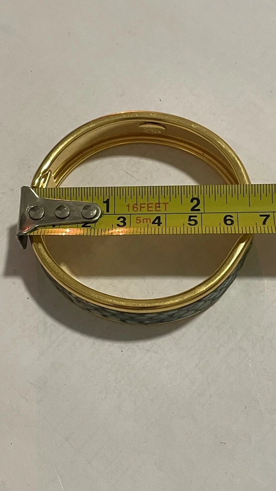 Brazalete Brazalete Vintage Joan Rivers Cuero Escala Tono Dorado 9320 Foto 4 de 4