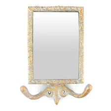 Mirror Double Wall Hook Metal Key Towel Coat Necklace Hanger Antique Style Gold 