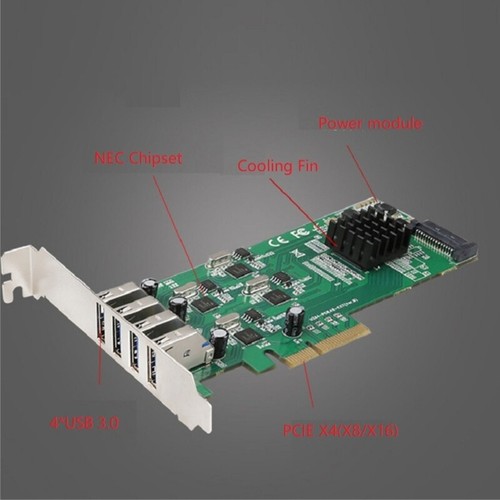 4Ports USB3.0 Hub Expansion Board PCI-Express Card For Desktop Adapter 20Gbps - Photo 4/8