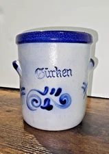 Vintage German Gurken Salt Glazed Stoneware Cobalt Blue Crock Jar