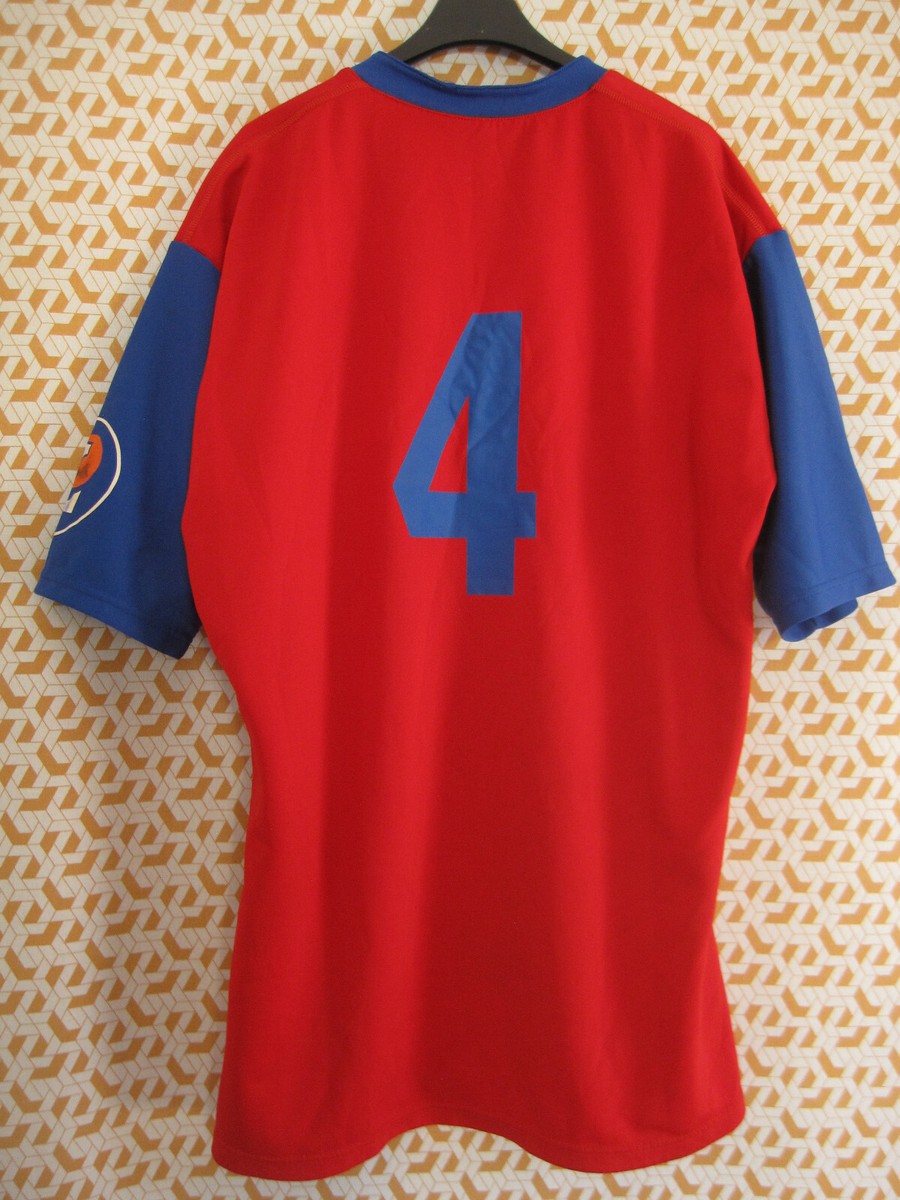 Maillot Rugby rouge bleu Société générale Leclerc Porté #7 Jersey