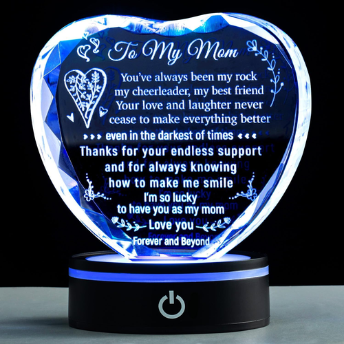 Birthday Gifts for Mom, Mothers Day Keepsake from Daughter Son Kids, Heart Cryst