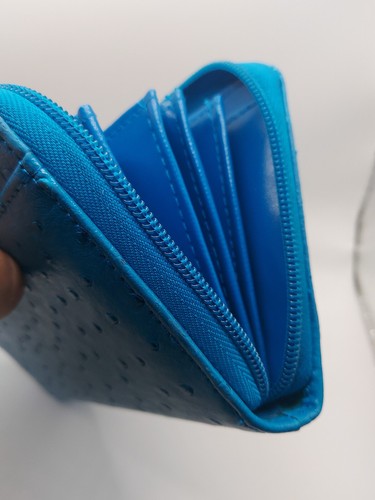 Bijoux Terner Large Turquoise Ostrich Leather Ladies Purse / Wallet - Picture 7 of 13