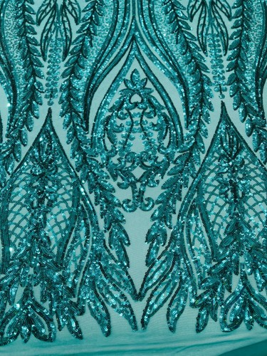 Damask design with sequins embroider on a 4 way stretch mesh fabric. - Picture 78 of 93
