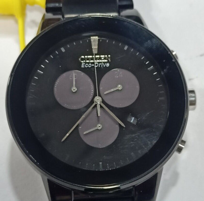 H504-S086814 CITIZEN ECO-DRIVE BLACK CHRONOGRAPH MEN'S WATCH C2-97