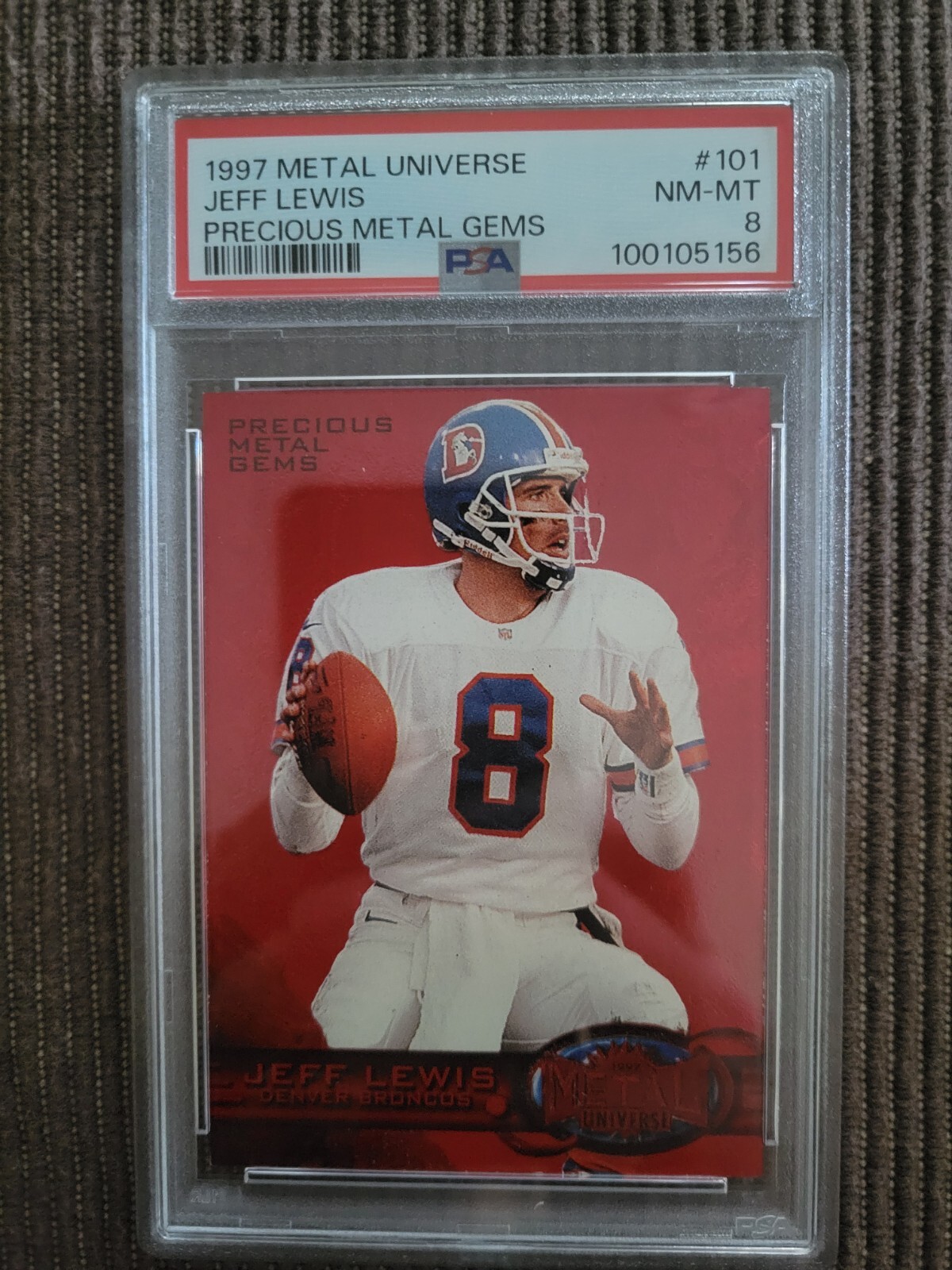 1997 METAL UNIVERSE RED PMG JEFF LEWIS #101 PSA 8 NM-MT POP 5 096/150