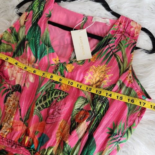 Ramy Brook bedrucktes Wilson Minikleid Größe 2 Blumenmuster Stufen Rüschen Seide V-Ausschnitt neu mit Etikett - Bild 9 von 19