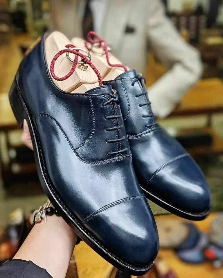 New Handmade Men's Oxfords Dress shoes, Men Navy blue oxford formal shoes
Opens in a new window or t