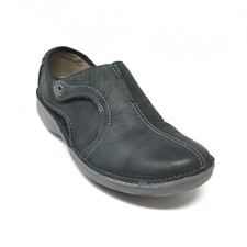 Women's Clarks Wave Walk Casual Slip On Loafers Shoes Size 6 Black Leather