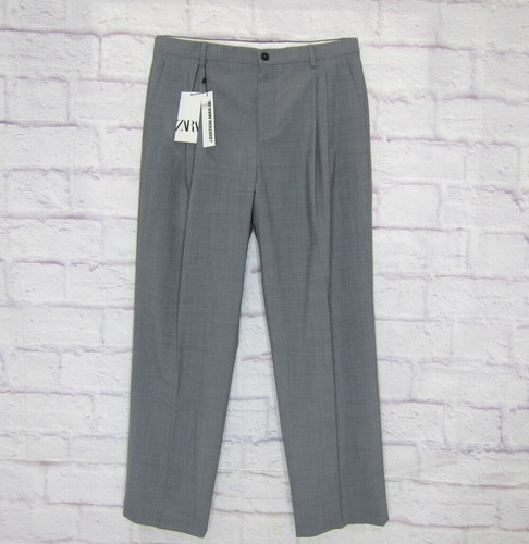 ZARA MAN Gray Relaxed Fit Wool Blend Suit Pants size USA 34 New!